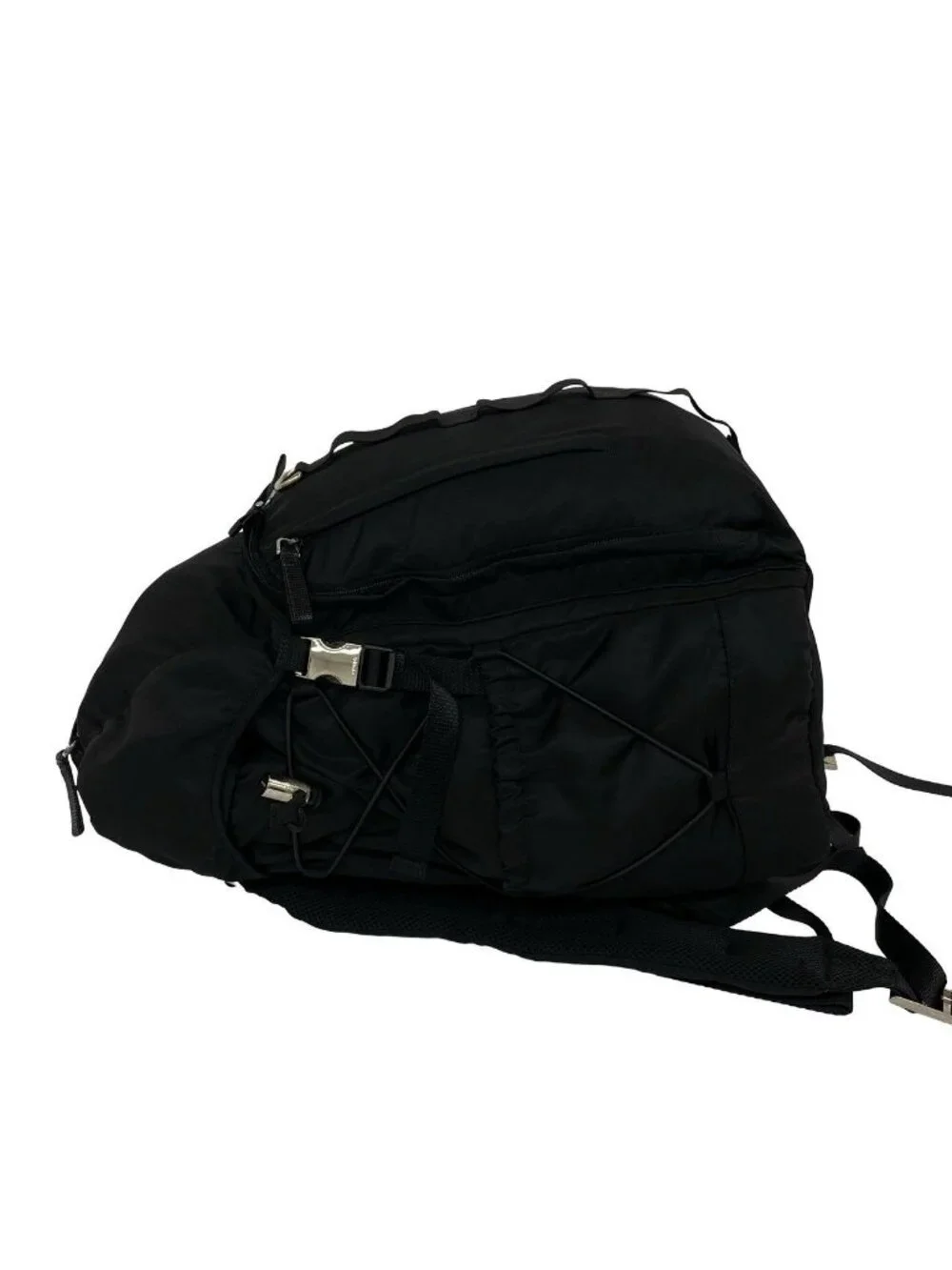 Prada Logo Tessuto Pocono Nylon Backpack Black